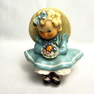 Goebel West Germany Vintage Girl Figurine Hand Painted V Bee Mark, 5”
